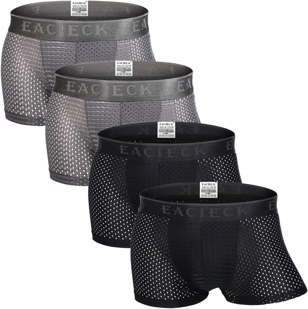 FZmix Men's Boxers Briefs Underwear Trunks Thin Mesh Breathable Basic Shorts Underpants Extremely Soft Fabric Panties 2-5 Pcs