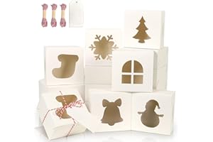 BEAVOING 36 PCS White Bakery Boxes with Window, 4x4x2.5 Inch Christmas Cookie Boxes Small Christmas Treat Boxes Holiday Xmas Cake Box for Christmas Cupcakes, Cookies, Donuts Gift-Giving, Pastries