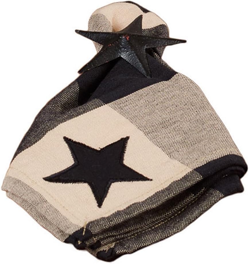 The Country House Collection Black Star Check Napkin (18x18) Set of 2
