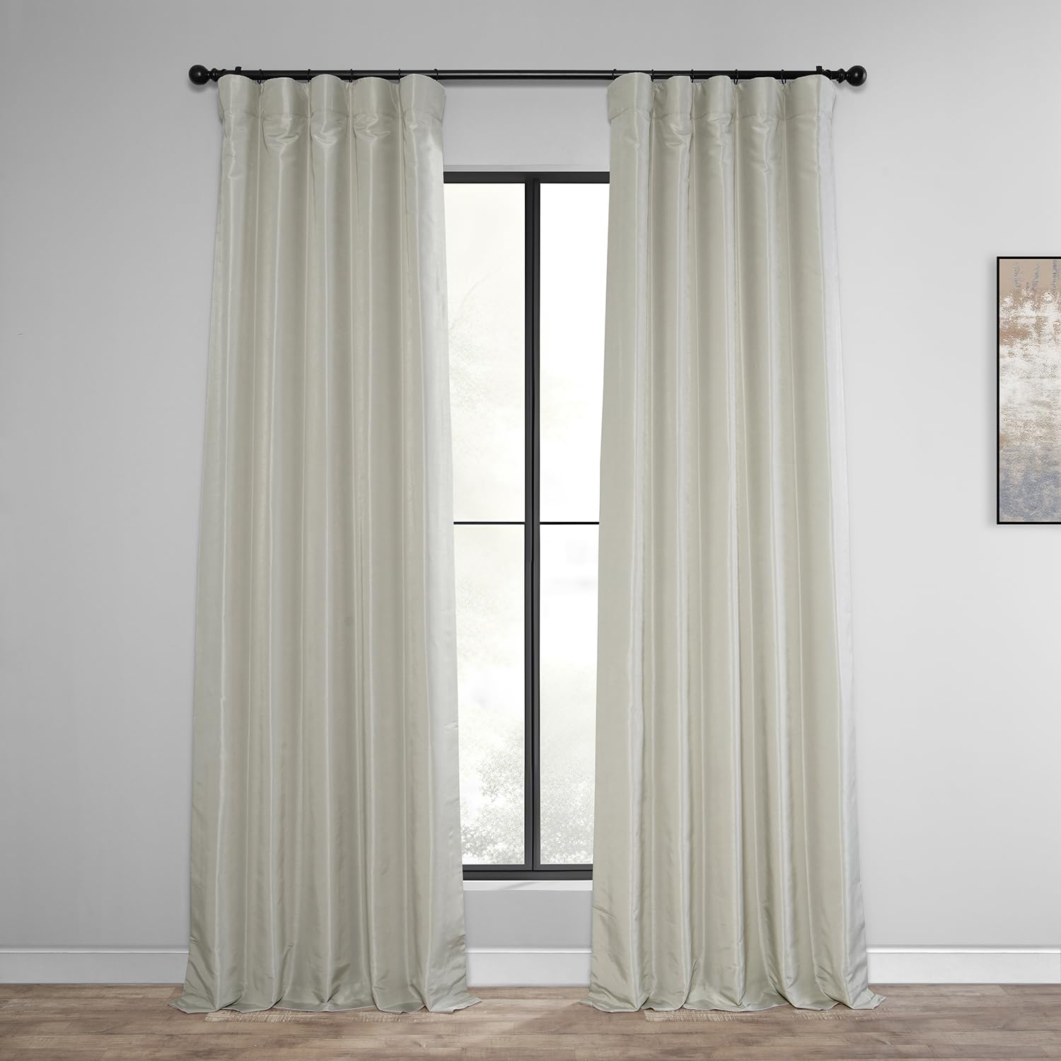HPD Half Price Drapes Vintage Textured Faux Dupioni Silk Blackout Curtains for Bedroom 84 Inches Long (1 Panel), 50W x 84L Curtains for Living Room Home Decor, Mist Grey Image