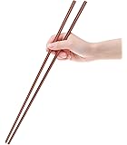 GLAMFIELDS 16.5 Inches Wooden Cooking Chopsticks for Noodles Frying Hotpot Extra Long Kitchen Chop Sticks Brown 2 Pairs