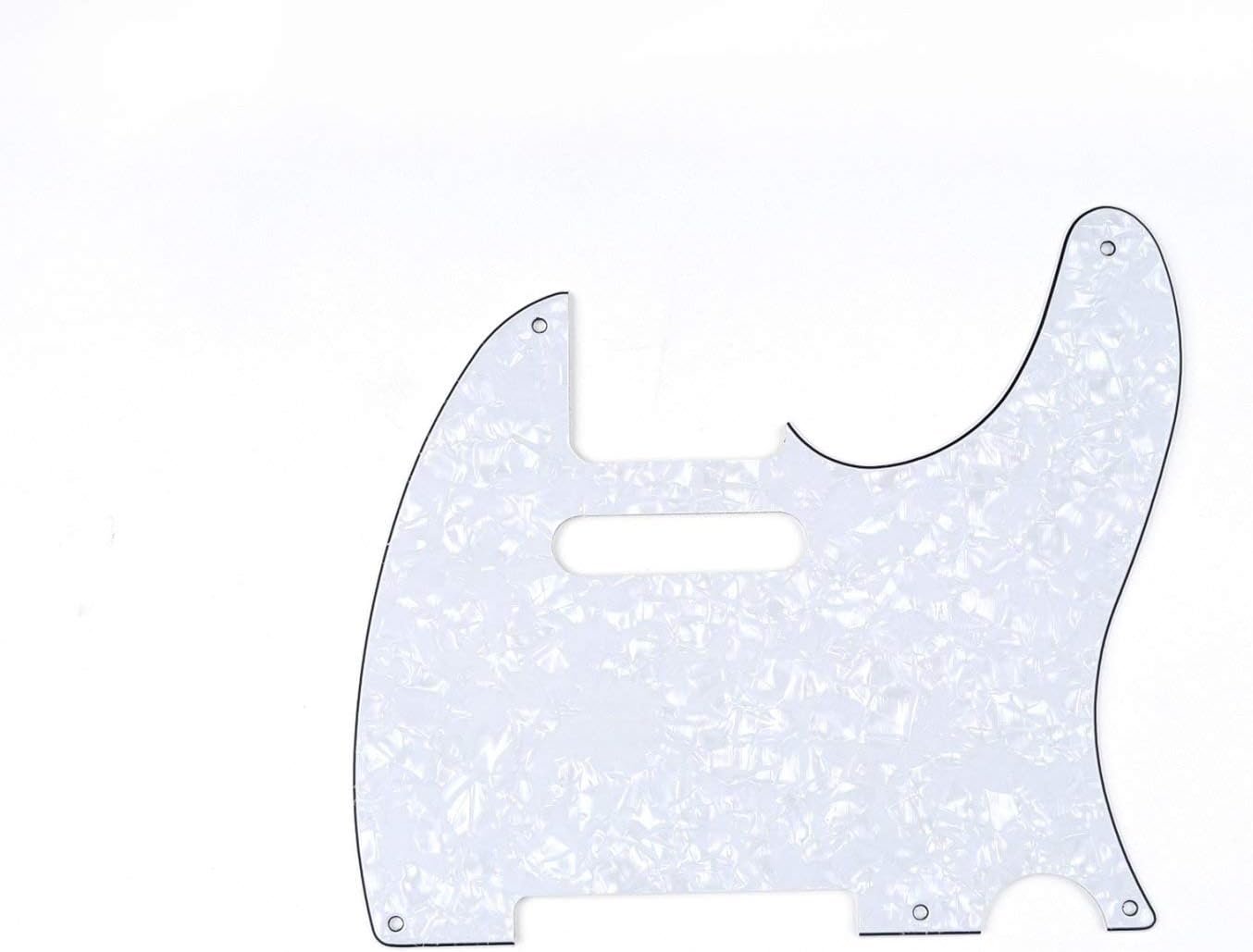 Musiclily 5 Hole Vintage Tele Pickguard for Fender American/Mexican Made Standard Telecaster Style Electric Guitar, 4Ply White Pearl