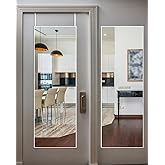 DMWOODFL 48"x14" Over-The-Door Full Length Mirror - No Drill Hanging with Metal Hooks, Shatterproof Glass & Aluminum Frame for Bathroom, Bedroom, Entryway Decor(Silver White)