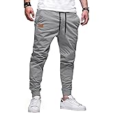 JMIERR Mens Casual Joggers Pants - Cotton Drawstring Chino Cargo Pants Hiking Outdoor Twill Track Jogging Sweatpants Pants