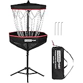 PDGA Approved - HIAARO Portable Disc Golf Basket with 16 Heavy Duty Chains, Foldable Disc Golf Target with Carry Bag for Practice