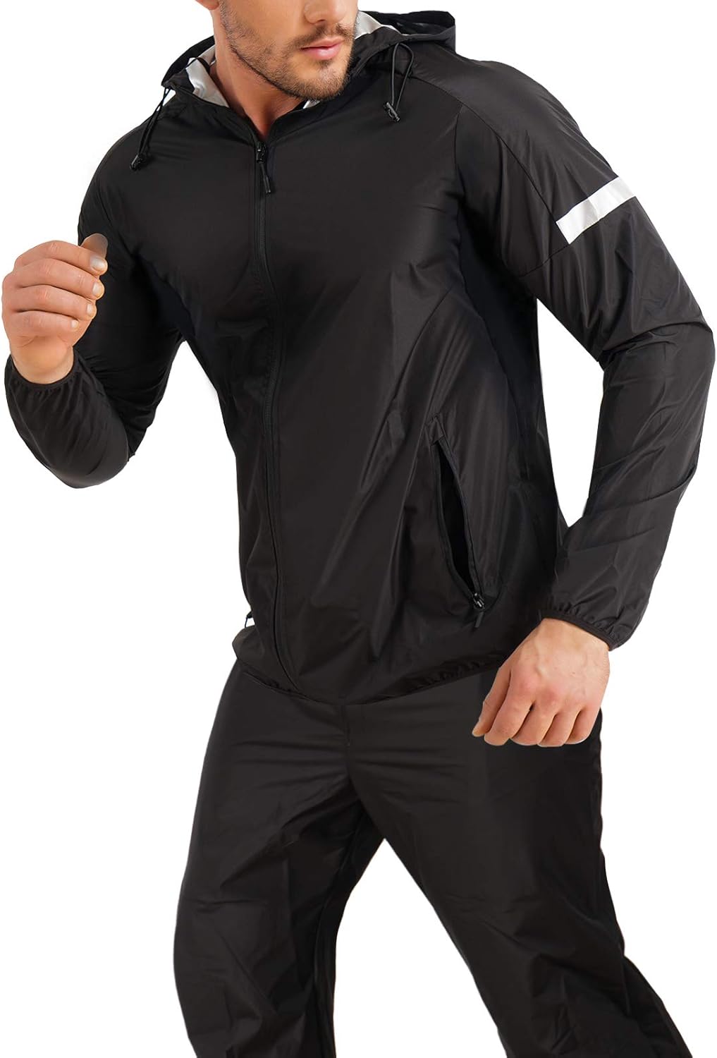 Junlan Sauna Suit for Men Sweat Jacket for Men Sweat Sauna Pants Gym Workout Sweat Suit : Sports & Outdoors