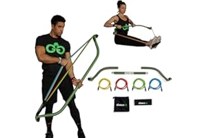 Travel Gorilla Bow Portable Home Gym Resistance Bands and Bar System for Fitness, Weightlifting and Exercise Kit, Full Body Workout Equipment Set