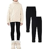 Rousytn Girls Fleece Lined Leggings Kids Warm Fleece Leggings Winter Thick Full Length Thermal Pants 6-12 Years