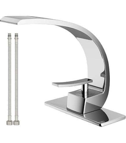 BWE Waterfall Single Hole Single Handle Bathroom Vessel Sink Faucet With Pop Up Drain Assembly In Polished Chrome A 96004h C