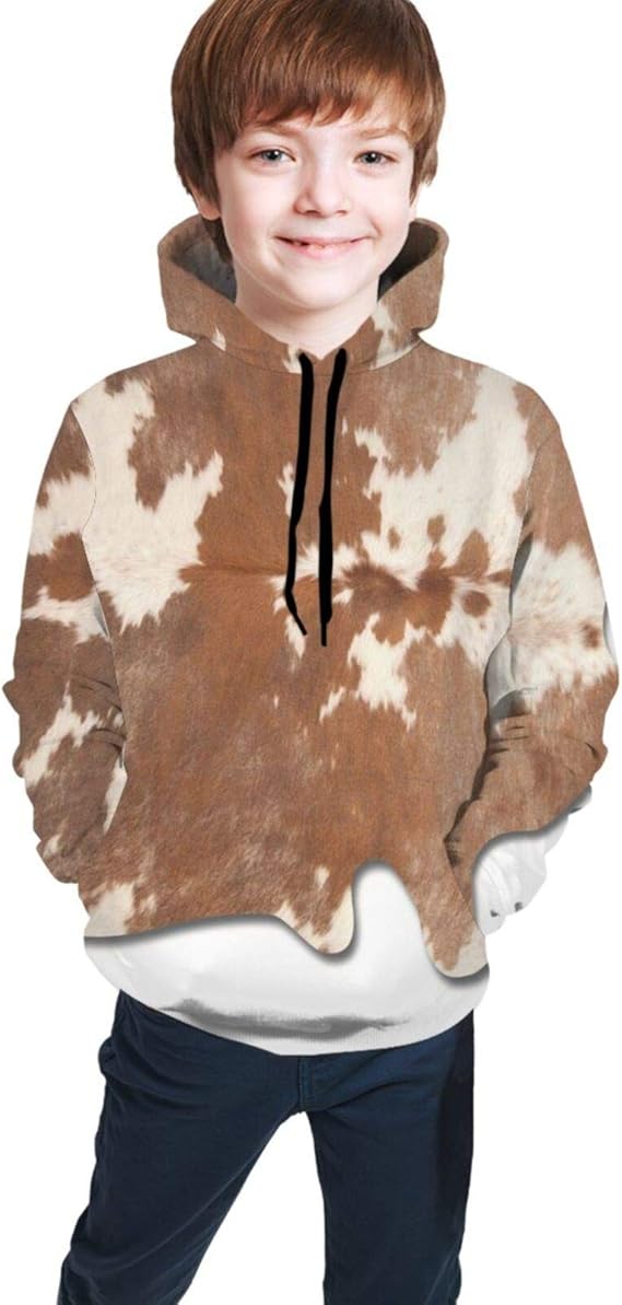 brown cow print hoodie
