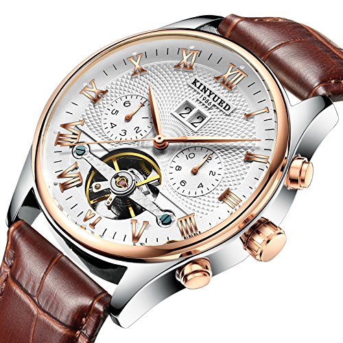 Kinyued men mechanical wrist watches skeleton tourbillo…