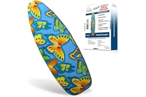 Ezy Iron Ironing Board Cover and Pad - Cuts Ironing Time in Half - 15x54 inch -Thick Padding - Fits Small, Standard Size Extra Wide Large and 18 x 49 inches - Premium Heavy Duty Padded Covers (Blue)