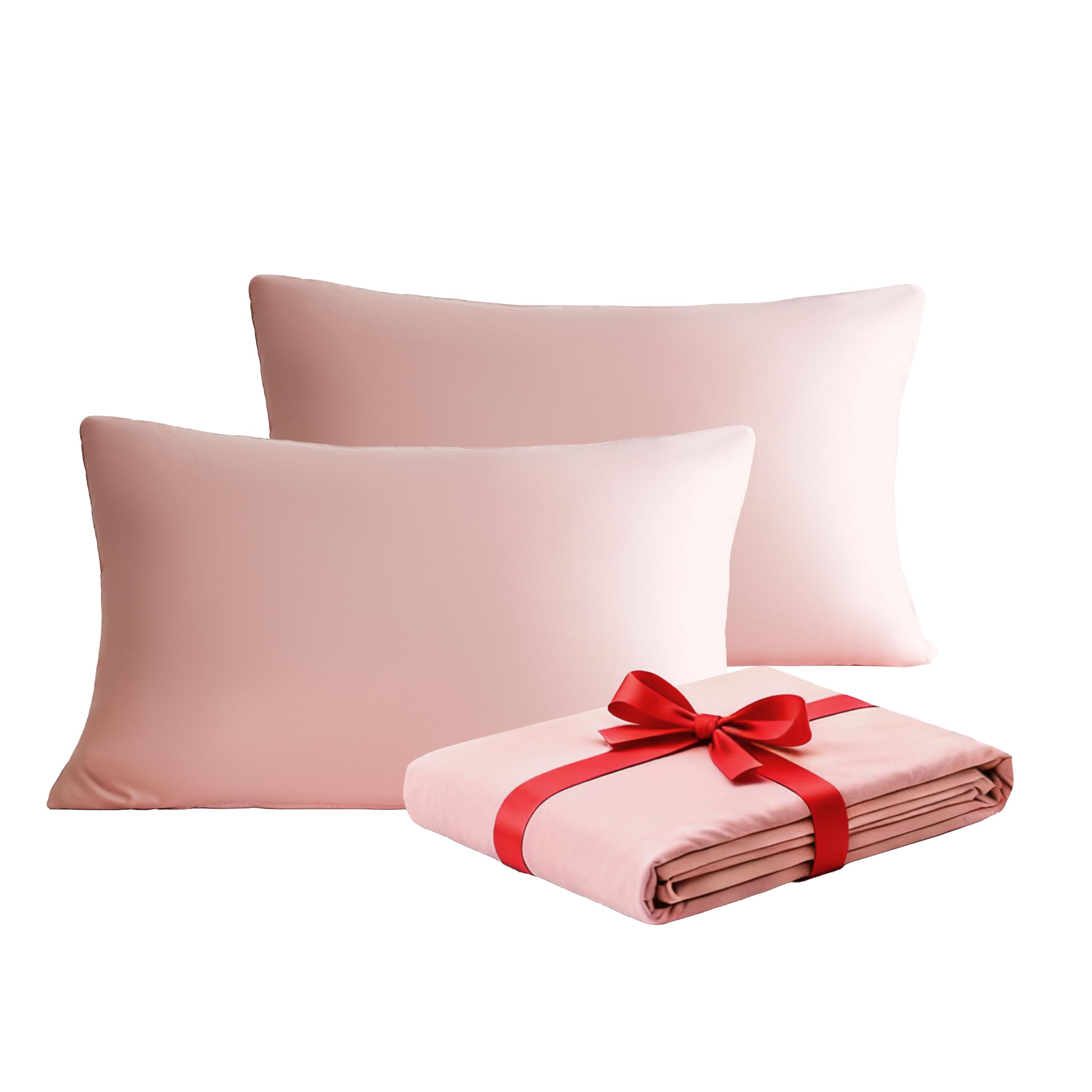 MOHAP Zippered Pillowcases 50X75 cm 2 Pack- Super Soft Breathable Brushed Microfiber Pillow Cases Cover for Hair and Skin Pink