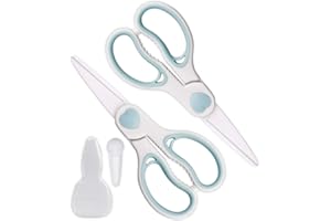 Ceramic Scissors for Baby Food by WELLSTAR, Safety Healthy BPA and Lead Free Portable Toddler Shears with Protective Blade Co