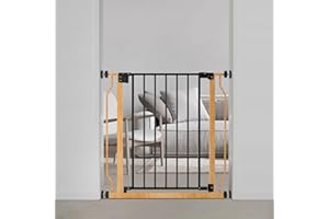 ECHOSOLAR Dog Gate with Door for Stairs Doorways Auto Close Easy Install Pressure Mounted Pet Gate for Dog Cat