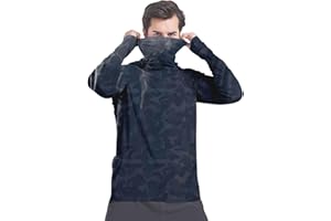 Men's UPF 50+ Sun Protection Shirt Lightweight Long Sleeve Outdoor Hooded Workout Hiking Fishing Athletic Shirts