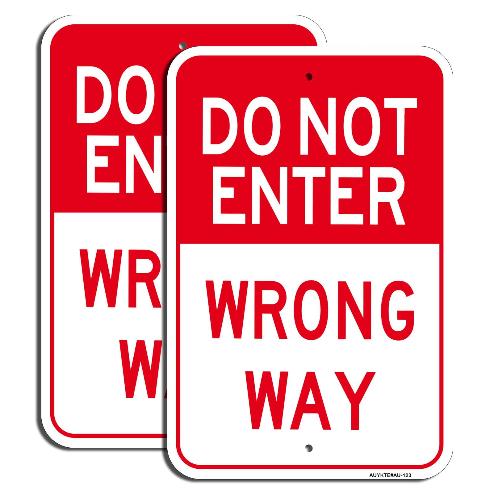 Photo 1 of "Do Not Enter, Wrong Way" Metal Sign 2 Pack, 18"x12" Engineer Grade Rust Free Aluminum Reflective Sign, UV Protected, Weather Resistant, Waterproof, Easy Mounting