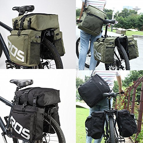 COTEetCI Bicycle Saddle Bag Pannier Rear Rack Bag Large Carrier Bag 3 in 1 Luggage Bag Black - Thumbnail 7
