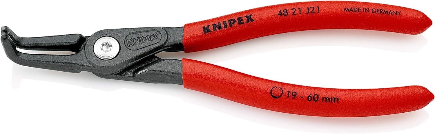KNIPEX Precision Circlip Pliers for Internal Circlips in Bore Holes with Non-Slip Plastic Coating 165 mm, 48 21 J21