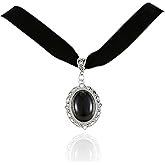 IS4U Victoria Gothic Necklace for Women Black Red Crystal Gem Choker Necklace Velvet Victoria Pendant Necklace Goth Necklace Christmas Birthday Halloween Jewelry