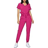 Monarch Uniforms Slim Fit Stretchy Scrubs Women's Jogger Scrub Set Slim Jogger Scrubs with Tuck-In Top for Women