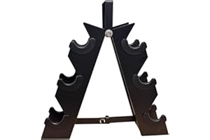 A-Frame Dumbbell Rack 3-Tier & 5-Tier, Black & White, Home Gym Weight Storage Stand, 5-Tier with Rubber Base, 3-Tier Foldable
