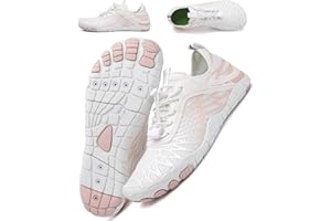 JURUE Barefoot Shoes for Women, Quick Dry Non-Slip Aqua Swim Shoes, Breathable Slip-on Beach Wide Toe Water Shoes, Lightweight Hike Footwear Barefoot Womens for Walking, Fishing, Surfing, Yoga