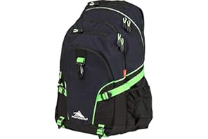 High Sierra Loop Backpack, Travel, or Work Bookbag with tablet sleeve, One Size, Midnight Blue/Black/Lime