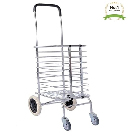 VDNSI 4 Wheel Personal Portable Aluminum Folding Shopping Cart Trolley with Wheel