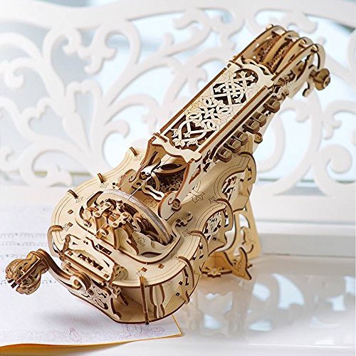 UGears Hurdy-Gurdy Mechanical 3D Puzzle, Wooden Musical Model, Adult Craft Set for Self-Assembly