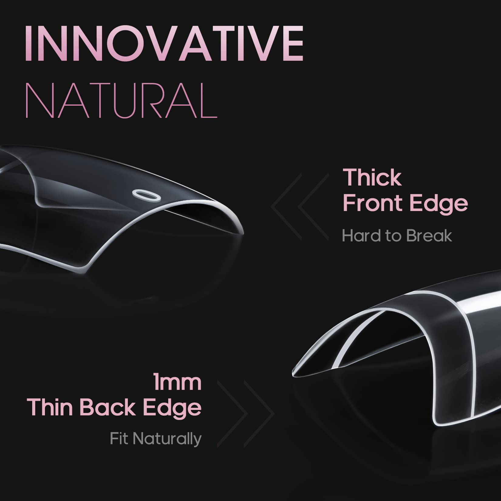 Buqikma 500PCS Short Nail Tips for Acrylic Nails - Clear False Short Artificial Tips for Manicure with Box（Pink Box with Tips） - Image 4