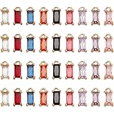 PH PandaHall 9 Colors Cubic Zirconia Charms 36pcs Micro Pave Rhinestone Charms Rectangle Crystal Charms Birthstone Charms Tiny Pendants for Jewelry Making Earring Bracelet Necklace Craft 9x4x3mm