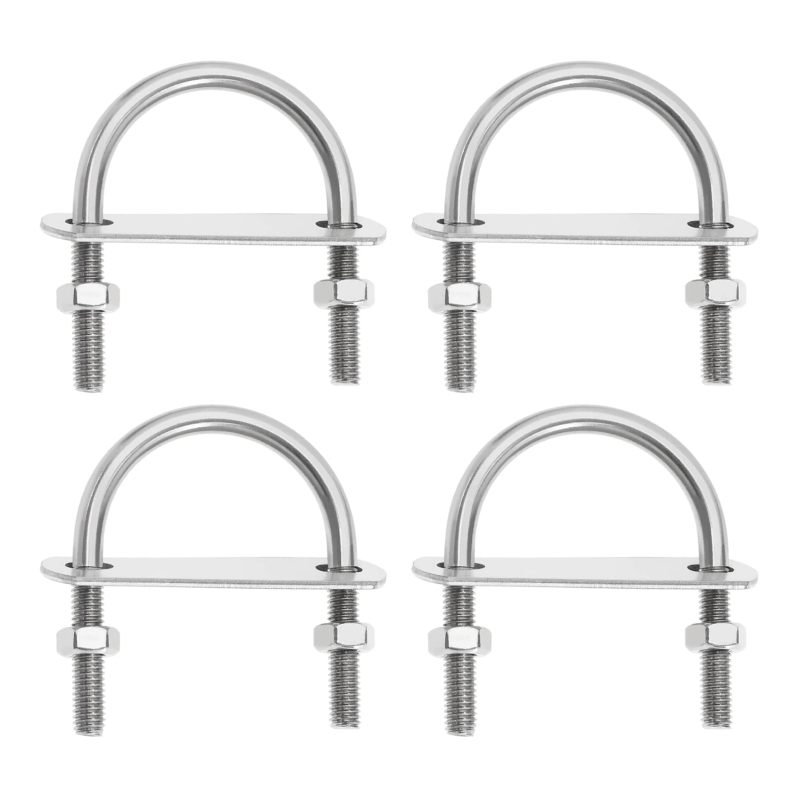 SG Store 4PCS M8 Round U-Bolts 304 Stainless Steel U Clamp Bolt Set 26mm Groove Width U Bolts with Nuts and Back Plates for Fixing Round or Rectangular Locking Parts