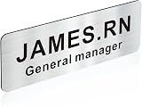 EDSG Personalised Name Badges 1x3in Magnetic Engraved Tags Silver Design 1