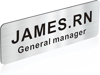EDSG Personalised Name Badges 1x3in Magnetic Engraved Tags Silver Design 1