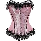 Grebrafan Corset Top Women Lace overlay Corsets Bustiers
