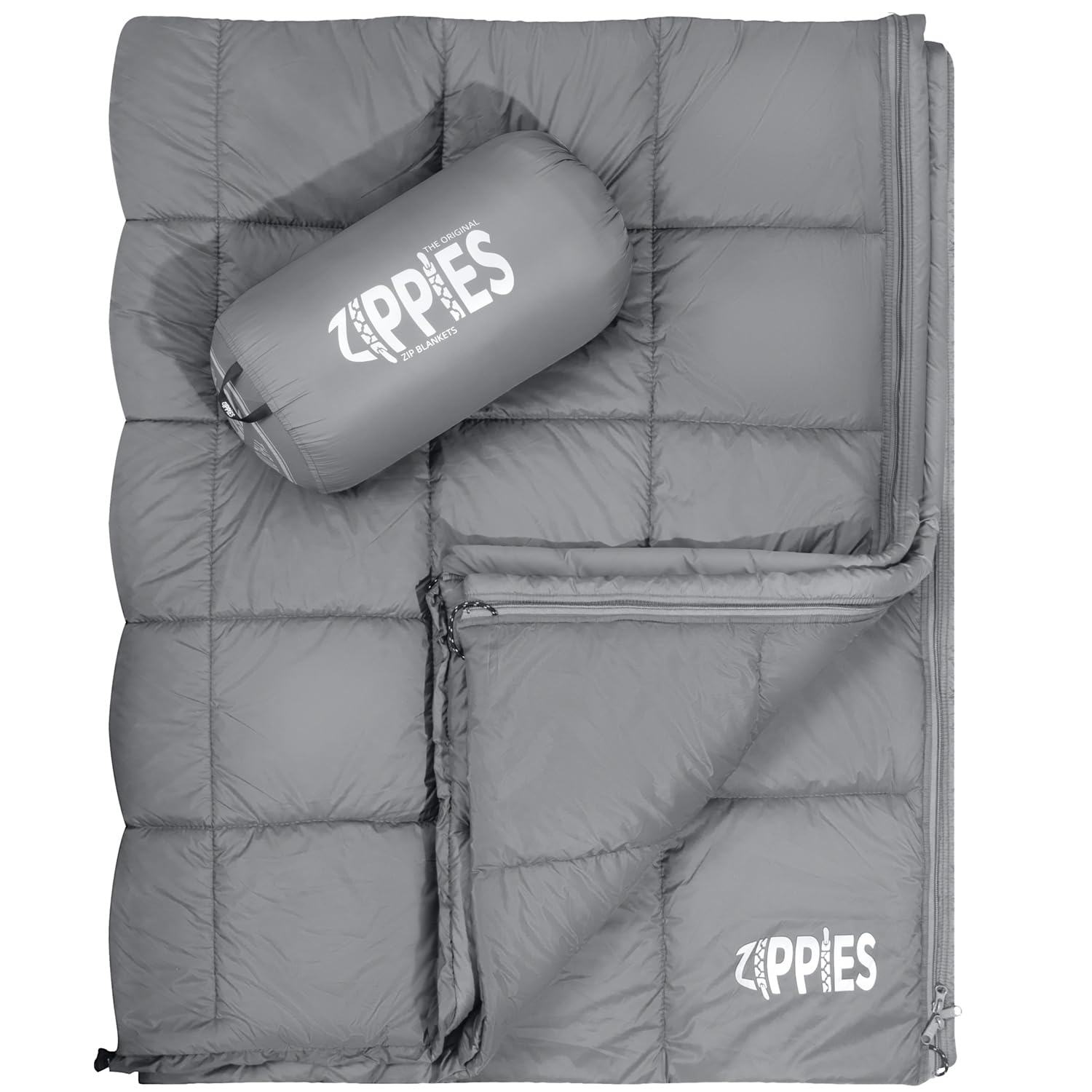 Photo 1 of ZIPPIES 3M Thinsulate Insulation Puffy Camping Blanket for Cold Weather, Warm & Packable Camping Quilt with Zipper, Waterproof Outdoor Blanket for Hammock, Travel, Stadium, Gray