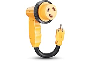 MECMO 30 Amp to 110 RV Adapter w/Locking Connector, NEMA 5-15P to L5-30R Power Plug Cord, 15A Household Male to 30A 125V Fema