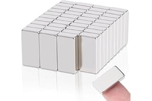MIN CI 40 Pcs Super Strong Rare Earth Magnets Bar, Small Neodymium Magnet Heavy Duty, for Kitchen Lockers Garage Refrigerator Cruise Crafts Industrial Tool Storage (20 x 10 x 5 mm)
