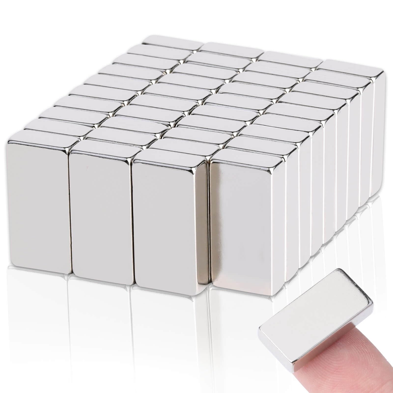Photo 1 of MIN CI 40 Pcs Super Strong Rare Earth Magnets Bar, Small Neodymium Magnet Heavy Duty, for Kitchen Lockers Garage Refrigerator Cruise Crafts Industrial Tool Storage (20 x 10 x 5 mm)