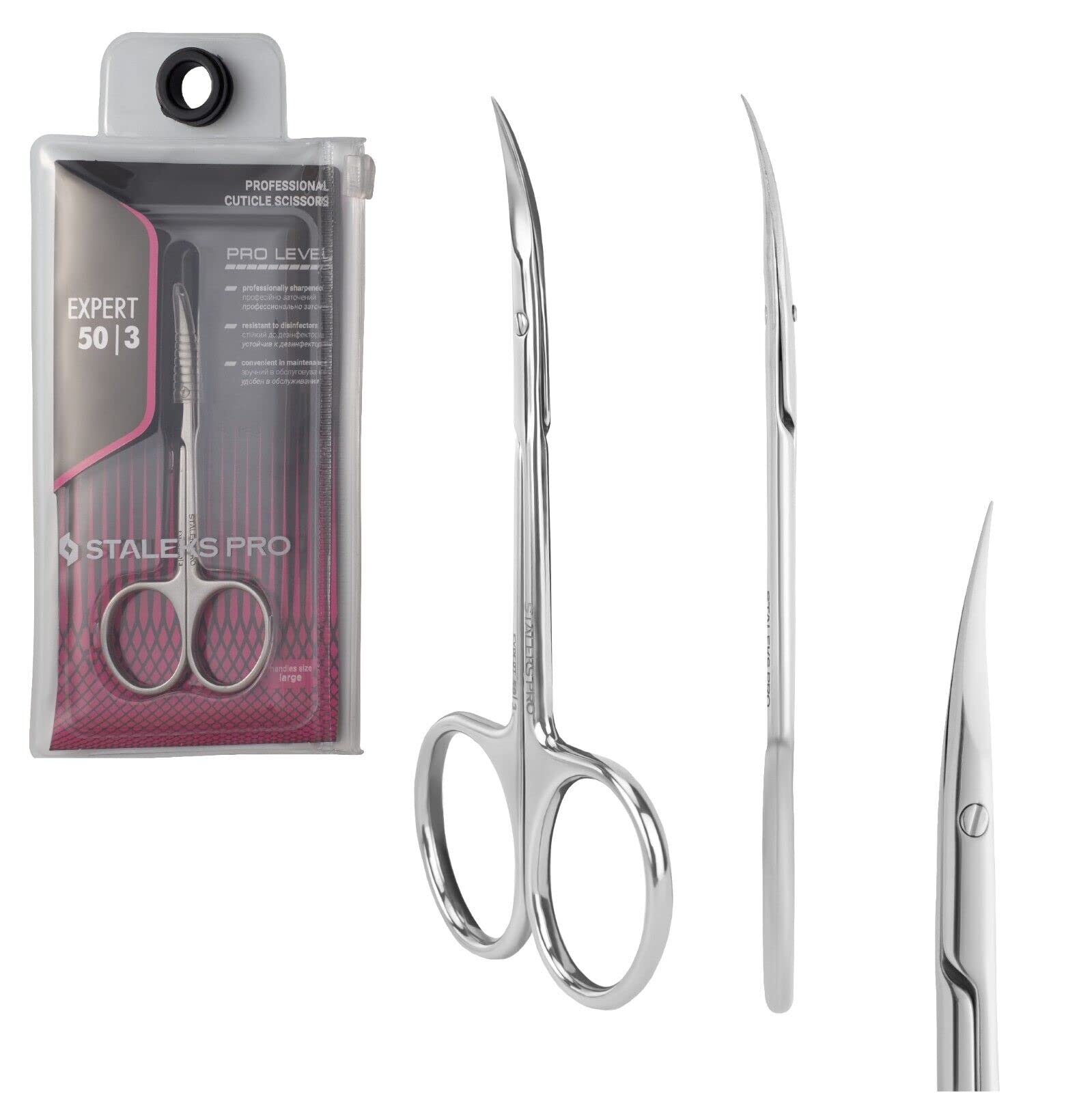 STALEKS PRO Expert 50 Type 3 Professional Cuticle Scissors - Pack of 1 - Model SE-50/3