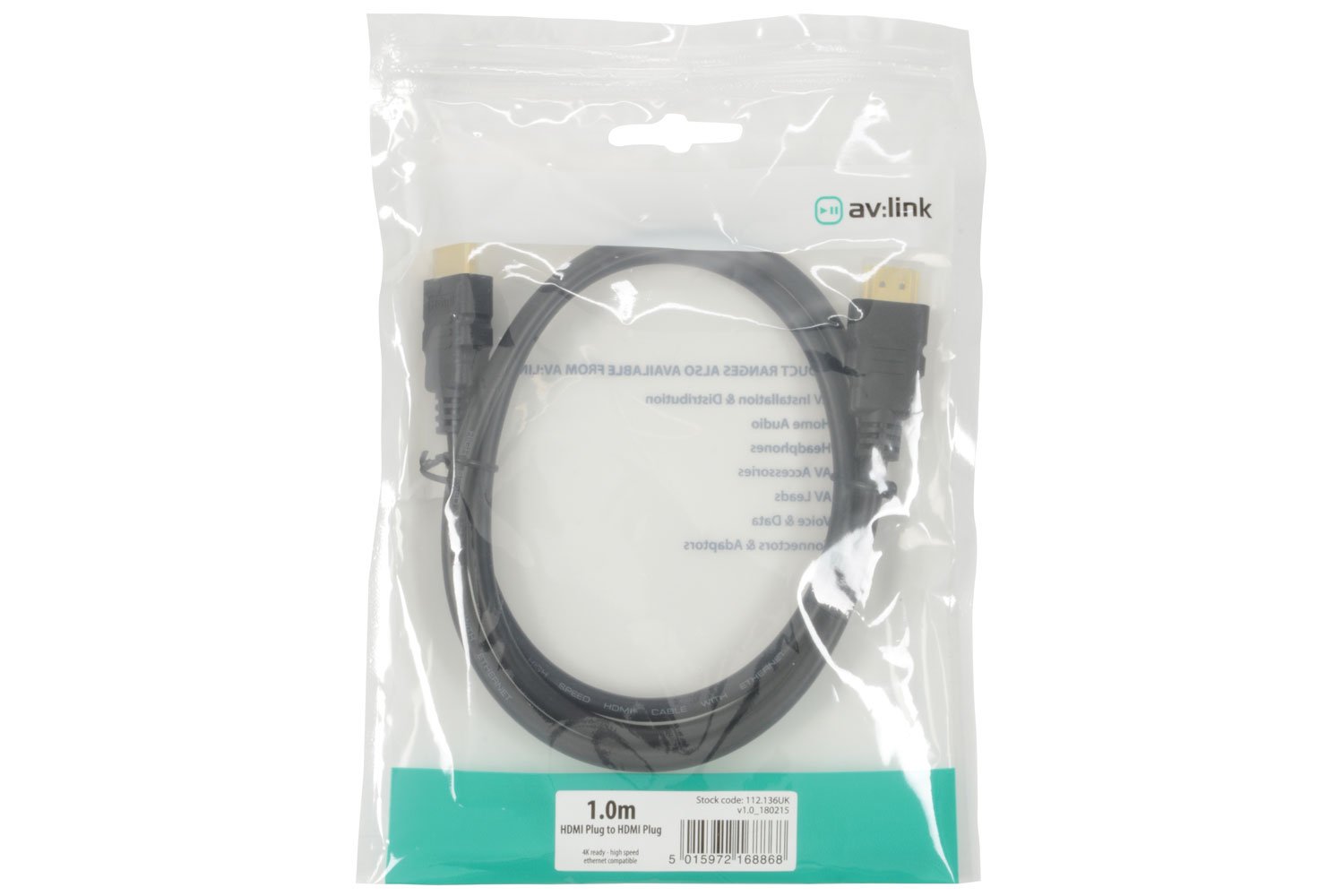 4K ready HDMI lead with Ethernet 1.0m โ image 1