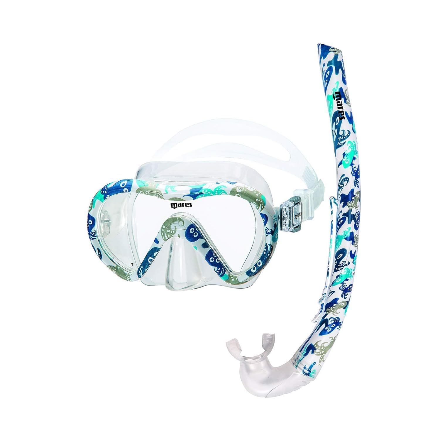 Mares 411774 Unisex Children's Snorkel Set, Octopus Clear, One Size