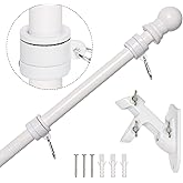 NELXINJO 5FT Stainless Steel Flag Pole Kit with Bracket for Outside House | Outdoor Mounting for 3x5 American Flag (Without Flag, White)