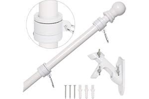 NELXINJO 5FT Stainless Steel Flag Pole Kit with Bracket for Outside House | Outdoor Mounting for 3x5 American Flag (Without Flag, White)