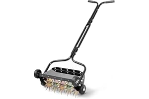 VEVOR Lawn Aerator, 18 in Manual Push Spike Aerator with 4 Wheels & Handle, Heavy Duty Grass Aerators, Supports 40 lbs Added 