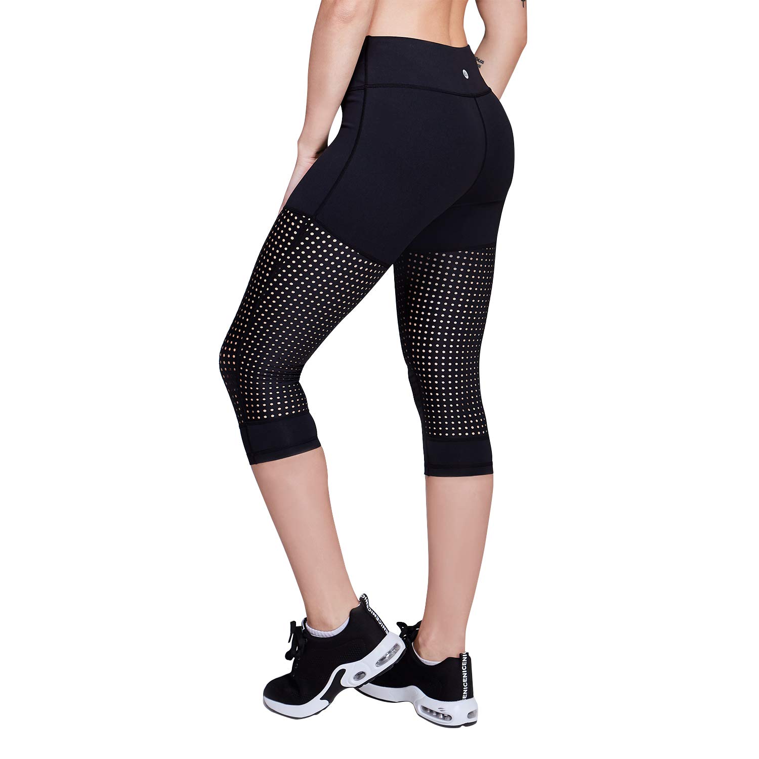 Matymats Women\'s High Waist Yoga Capri Pants Tummy Control Workout Running Crop Leggings Inner Pockets