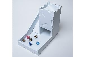 BYALLISON Dice Tower - DND Dice Tray, Board Game Dice Tower - Dice Rolling Tray, Large Tower - Perfect for RPG and Tabletop Gaming White/Black (White)
