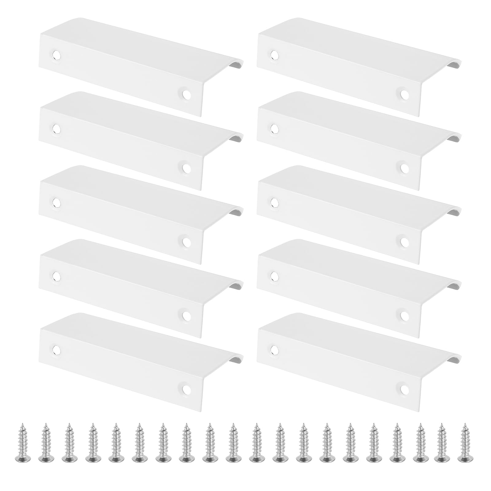 PATIKIL Mount Finger Edge Pull, 10 Pack 80mm/3.15" Aluminum Alloy Concealed Handle Cabinet Edge Pulls with Screws for Home Kitchen Furniture Door Drawer, White