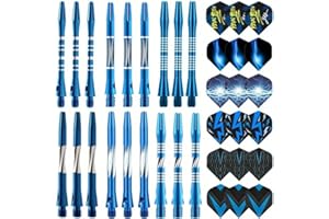 Lavishio 24/18Pcs Dart Flights and Stems Sets Durable Metal Stems, Colourful Dart Flights and Stems Combination, Aluminium 2BA Threaded Dart Fittings (Multi-Size Set)